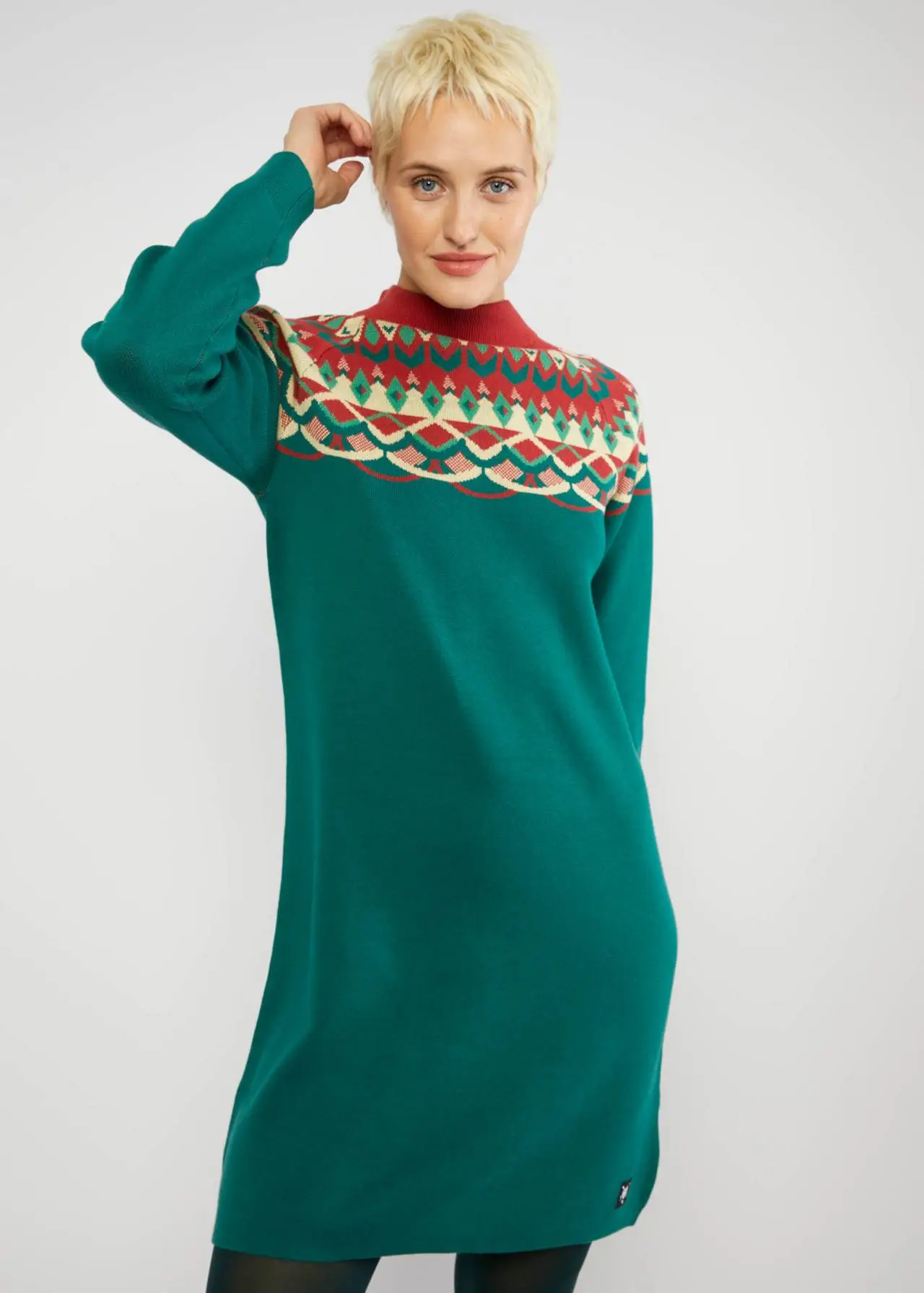 Robe pull tricotée motif scandinave – Coton bio/Tencel – Blutsgeschwister – Image 4