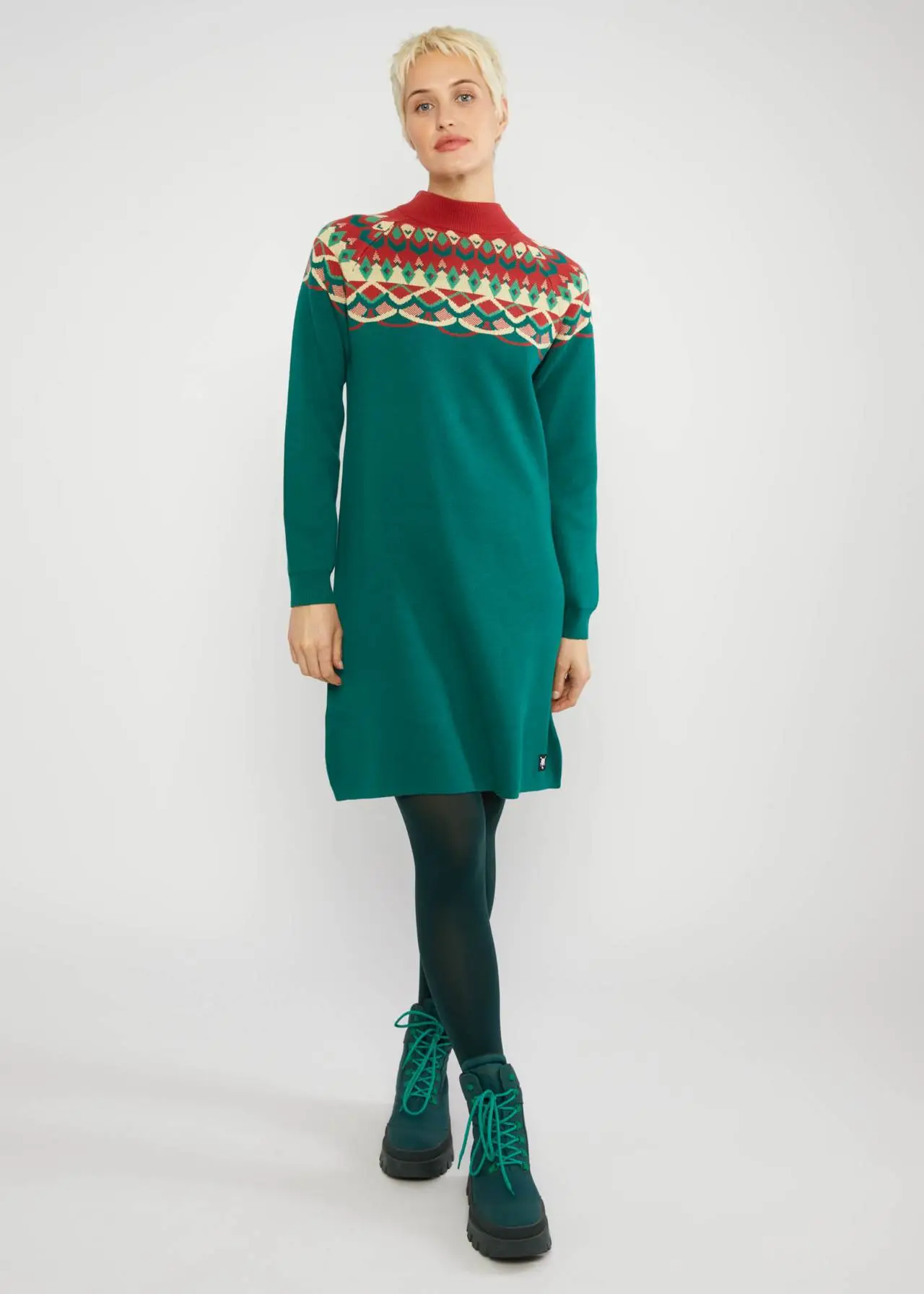 Robe pull tricotée motif scandinave – Coton bio/Tencel – Blutsgeschwister – Image 5